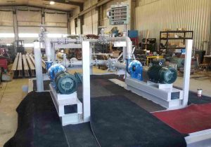 Industrial centrifugal pump system setup in facility showing equipment related to centrifugal pump cavitation causes and fluid handling operations.