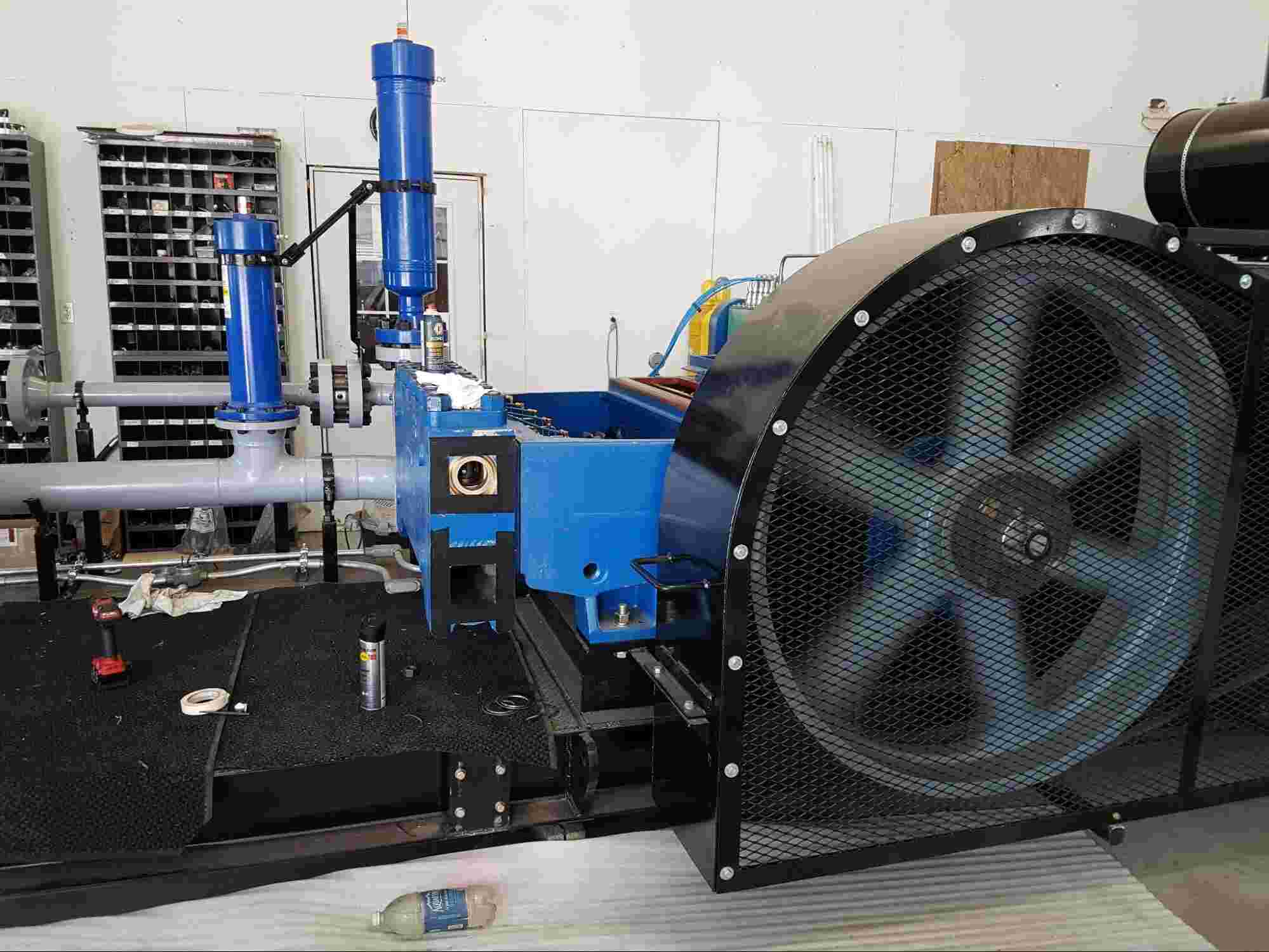 Custom pump package for water and wastewater systems with integrated piping and pump equipment.